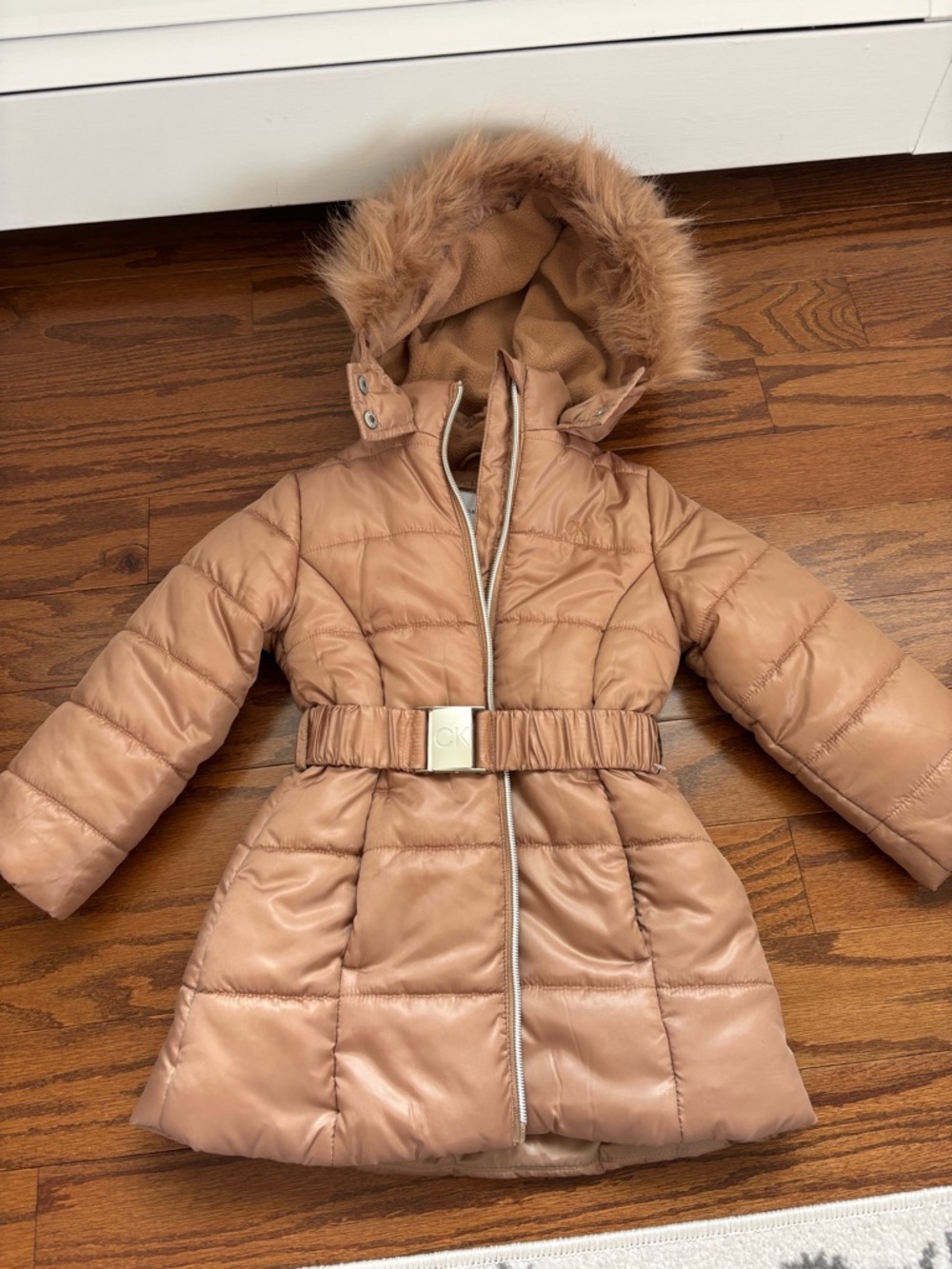 Calvin Klein Quilted Puffer Jacket in Warm Camel
